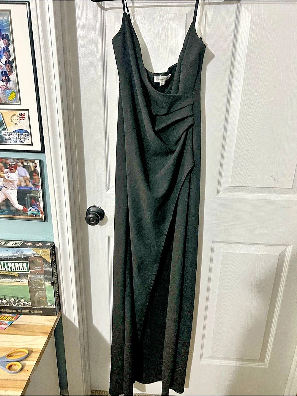 Emerald Sundae Trendy Cowlneck Side-Ruched Maxi Dress Black Maxi Dress XL